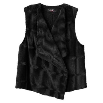 Girls 7-16 Sugar Rush Draped Faux-fur Open-front Vest, Girl's, Size: Large, Black