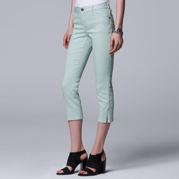 Women's Simply Vera Vera Wang Side Slit Capri Jeans, Size: 0, Lt Green