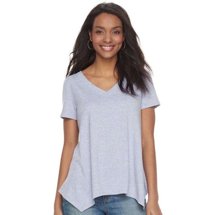 Women's Sonoma Goods For Life&trade; Soft Touch Shark-bite Hem Tee, Size: Xs, Lt Purple