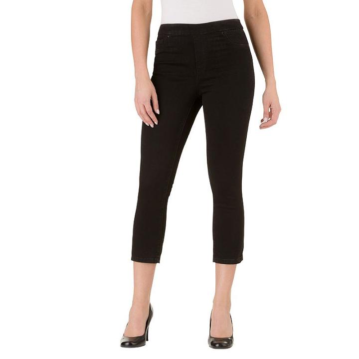 Women's Haggar Pull-on Skinny Capri Jeans, Size: 16, Black