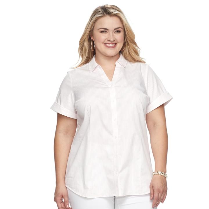 Plus Size Croft & Barrow&reg; Button-front Top, Women's, Size: 1xl, Brt Pink