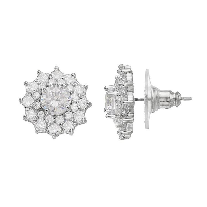Jennifer Lopez Red Carpet Ready Cubic Zirconia Starburst Stud Earrings, Women's, Silver