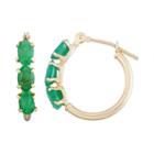 10k Gold Emerald Tube Hoop Earrings, Women's, Green
