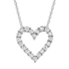 1/4 Carat T.w. Diamond Sterling Silver Heart Pendant Necklace, Women's, White