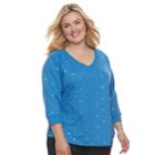 Plus Size Sonoma Goods For Life&trade; V-neck Sweatshirt, Women's, Size: 1xl, Dark Blue