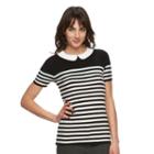 Women's Elle&trade; Striped Crewneck Sweater, Size: Medium, White Oth