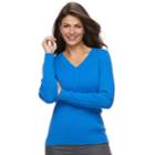 Petite Croft & Barrow&reg; Essential Cable Knit V-neck Sweater, Women's, Size: Xl Petite, Med Blue