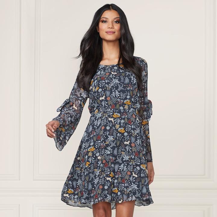 Lc Lauren Conrad Runway Collection Floral Fit & Flare Dress - Women's, Size: Xs, Blue