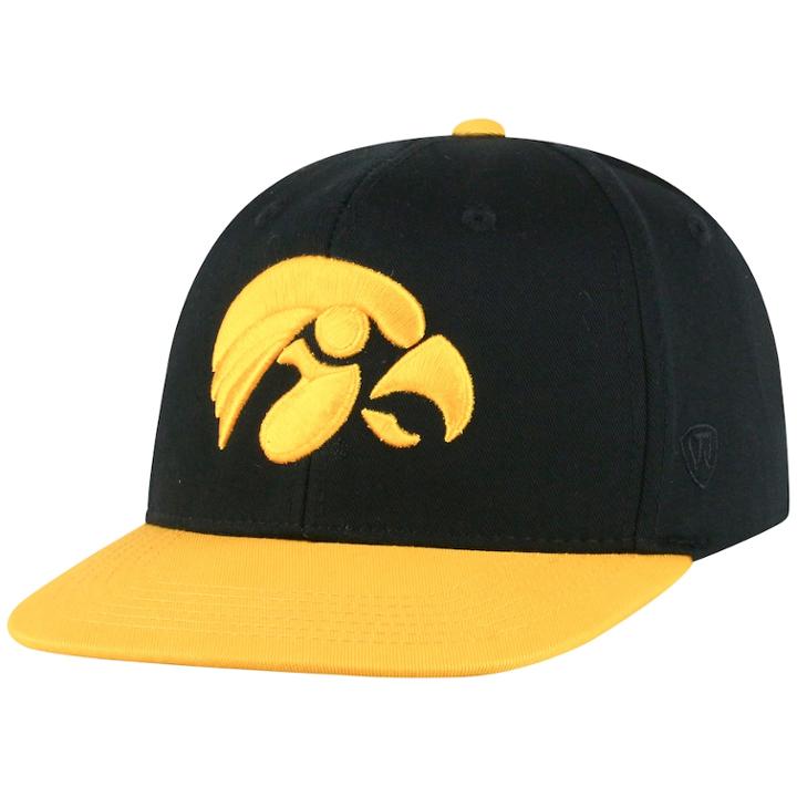 Youth Top Of The World Iowa Hawkeyes Maverick Adjustable Cap, Kids Unisex, Black