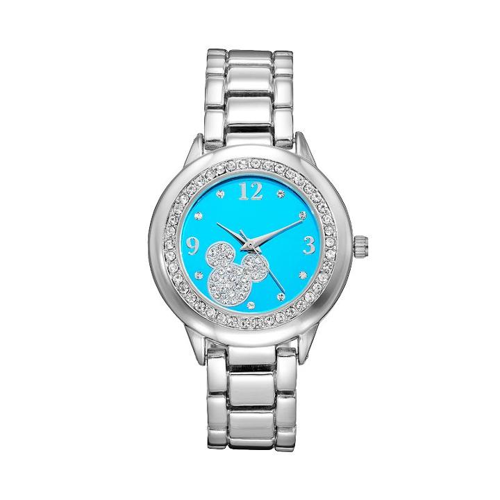 Disney's Mickey Mouse Women's Crystal Watch, Silver