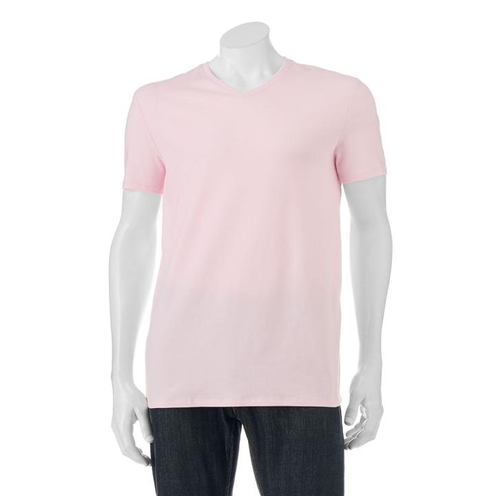 Men's Apt. 9 Solid V-neck Tee, Size: Xl, Brt Pink
