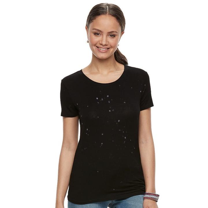 Juniors' Mudd Washed Crewneck Tee, Teens, Size: Xs, Black