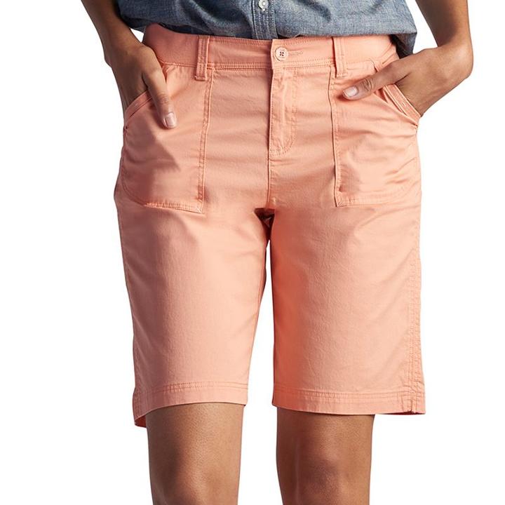 Women's Lee Beatrix Relaxed Fit Twill Bermuda Shorts, Size: 14 Avg/reg, Lt Orange