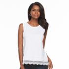 Women's Croft & Barrow&reg; Crochet-hem Tank, Size: Xxl, White