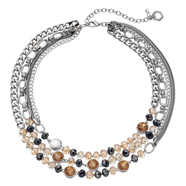 Simply Vera Vera Wang Beaded Multi Strand Chain Necklace, Women's, Med Brown