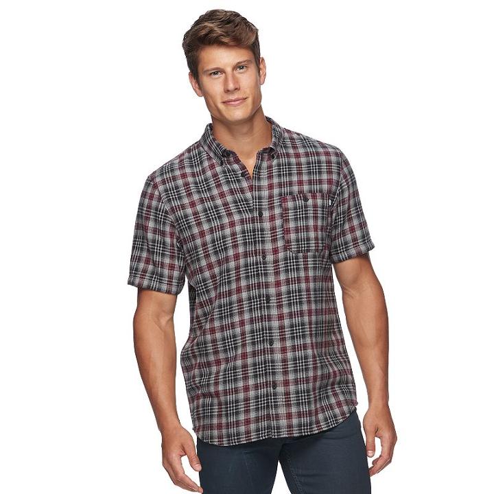 Men's Vans Plaid Button-down Shirt, Size: Large, Dark Red