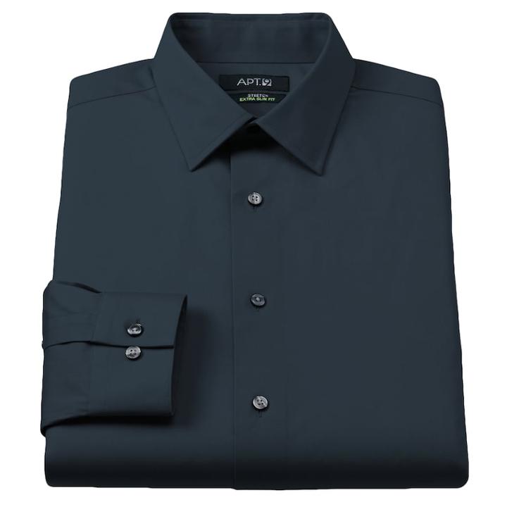 Men's Apt. 9&reg; Extra-slim Solid Stretch Dress Shirt, Size: 18-34/35, Blue