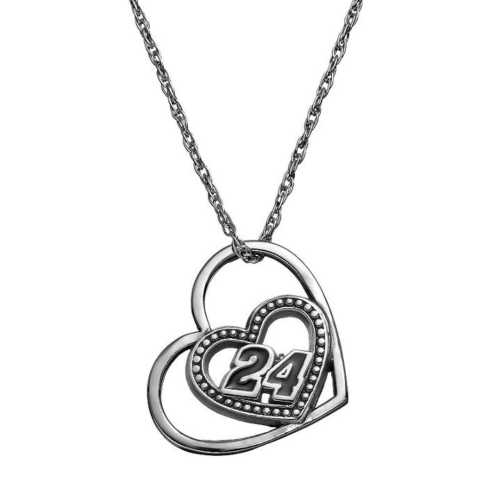 Insignia Collection Nascar Jeff Gordon 24 Stainless Steel Heart Pendant Necklace, Women's, Size: 18, Grey