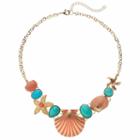 Seashell & Starfish Statement Necklace, Women's, Lt Orange