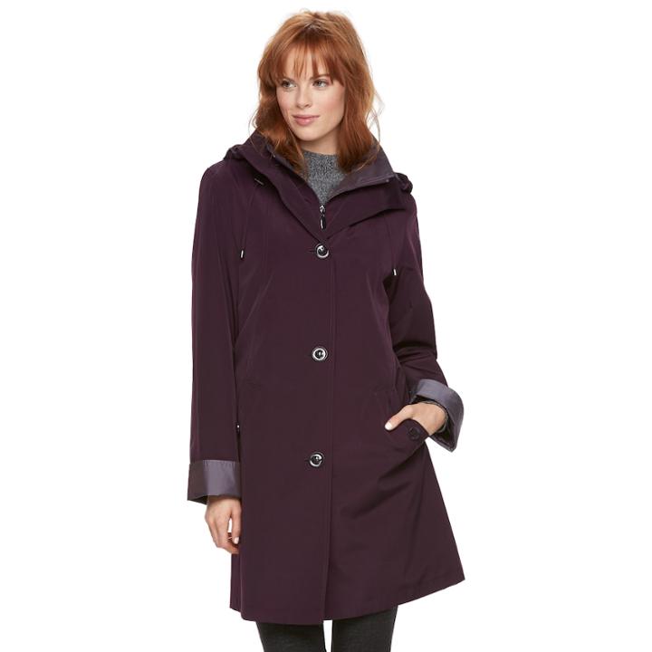 Women's Gallery Hooded Lined Rain Jacket, Size: Small, Purple