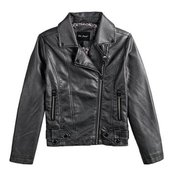 Girls 7-14 Me Jane Metallic Moto Jacket, Size: 7-8, Grey