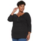 Plus Size Croft & Barrow&reg; Henley, Women's, Size: 4xl, Black