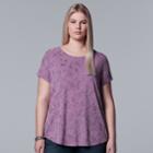 Plus Size Simply Vera Vera Wang Textured Tonal Tee, Women's, Size: 0x, Med Purple