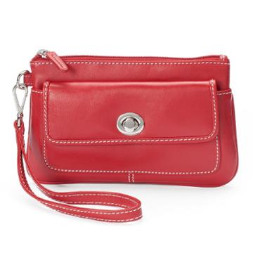 Ili Turn Lock Leather Wristlet, Women's, Red
