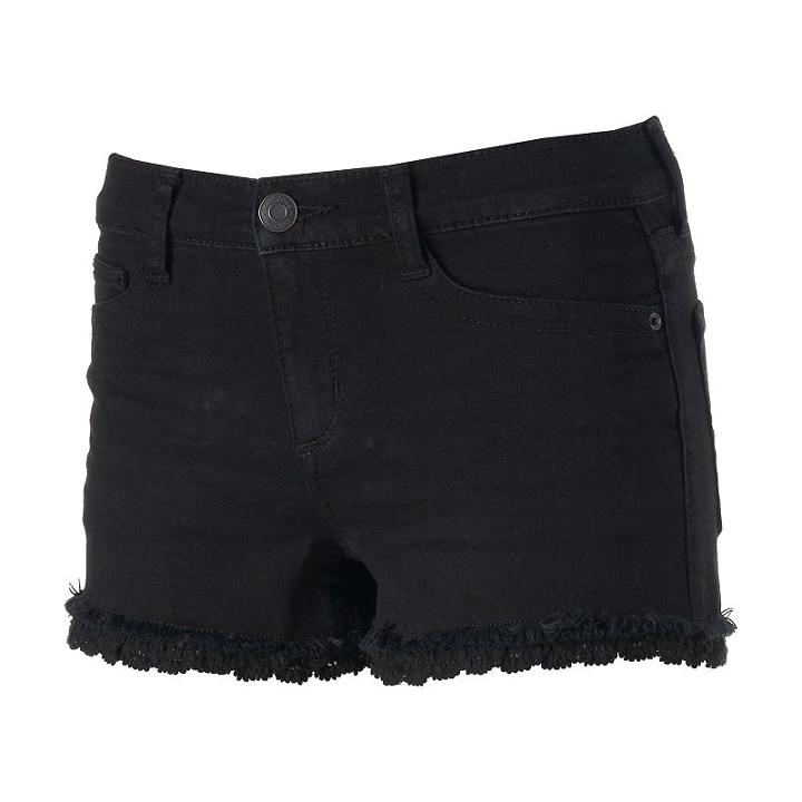 Juniors' Mudd&reg; Flx Stretch Crochet Hem Shortie Shorts, Girl's, Size: 11, Oxford