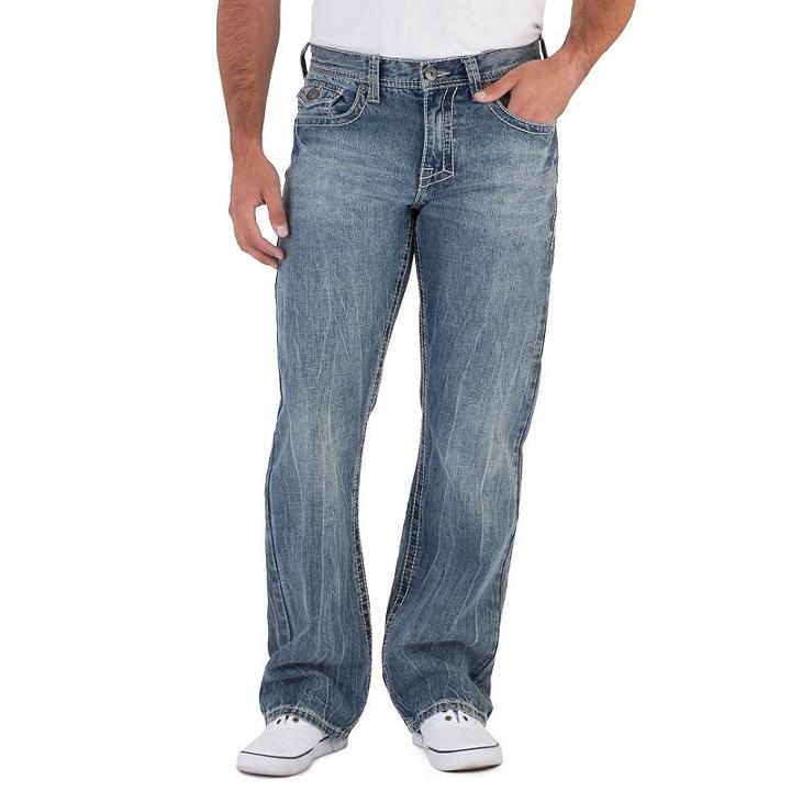 Men's Axe & Crown Relaxed Bootcut Jeans, Size: 34x30, Dark Blue