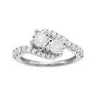 10k Gold 1 Carat T.w. Diamond 2-stone Bypass Engagement Ring, Women's, Size: 8, White
