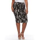 Plus Size French Terry Printed Pencil Skirt, Women's, Size: 3xl, Silver