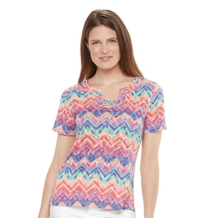 Petite Napa Valley Chevron Burnout Tee, Women's, Size: L Petite, Dark Red