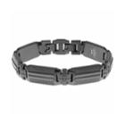 Men's Stainless Steel Textured Bracelet, Size: 9, Grey