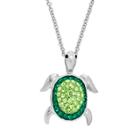 Silver Plated Crystal Turtle Pendant Necklace, Women's, Size: 18, Green