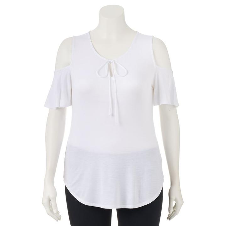 Women's Apt. 9&reg; Cold-shoulder Tee, Size: Medium, White
