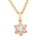 Junior Jewels Cubic Zirconia 14k Gold Flower Pendant Necklace, Girl's, Size: 13, Pink