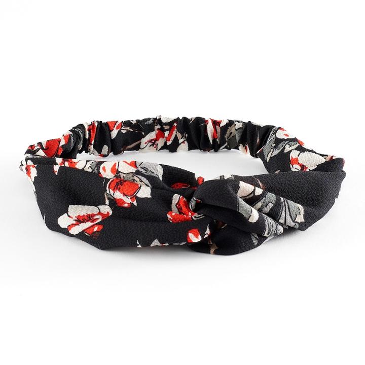 Mudd&reg; Flower Twisted Front Chiffon Head Wrap, Black