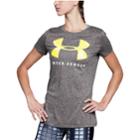 Women's Under Armour Tech Short Sleeve Crew Graphic Tee, Size: Medium, Grey (charcoal)