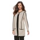 Women's Dana Buchman Contrast Cardigan, Size: Small, Med Beige