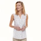 Women's Croft & Barrow&reg; Sleeveless Henley Shirt, Size: Xl, Natural