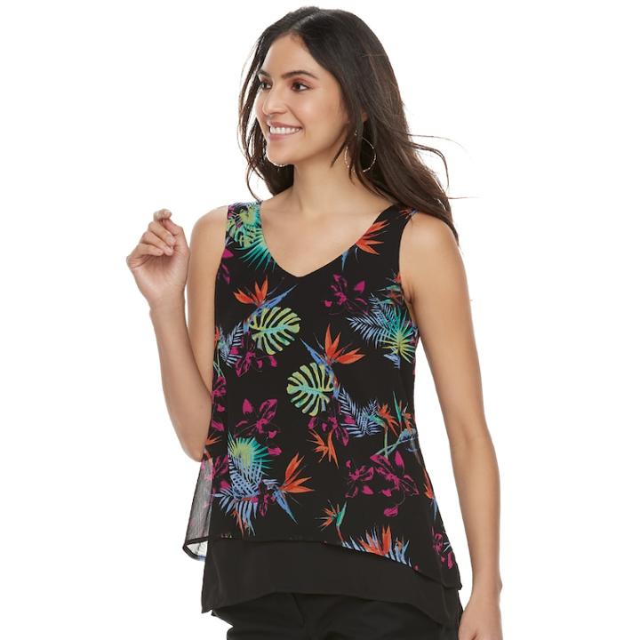 Women's Apt. 9&reg; Chiffon Popover Tank, Size: Xl, Black
