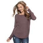 Juniors' Pink Republic Braided Raglan Sweater, Teens, Size: Xl, Drk Purple