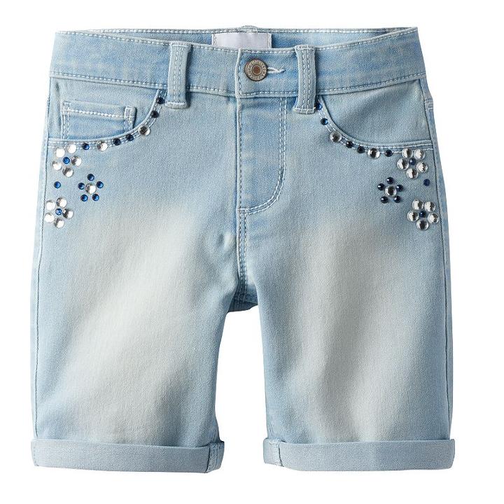 Girls 4-8 Sonoma Goods For Life&trade; Rhinestone Bermuda Shorts, Girl's, Size: 6x, Med Blue