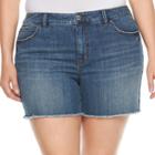 Plus Size Jennifer Lopez Frayed Jean Shorts, Women's, Size: 18 W, Dark Blue