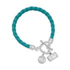 Oakland Athletics Devotion Silver Tone Crystal Charm Bracelet, Women's, Size: 8, Green
