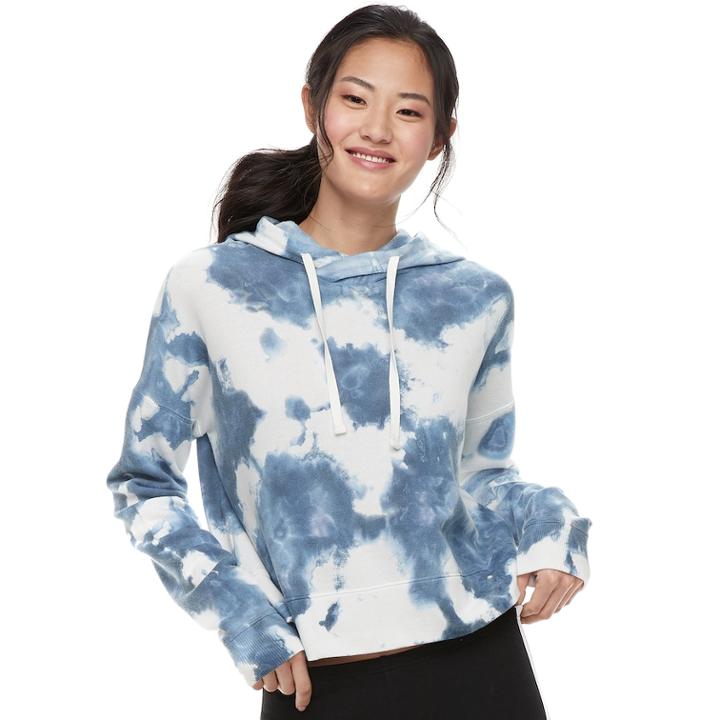 Juniors' So&reg; Tie-dye Crop Hoodie, Teens, Size: Medium, Dark Blue