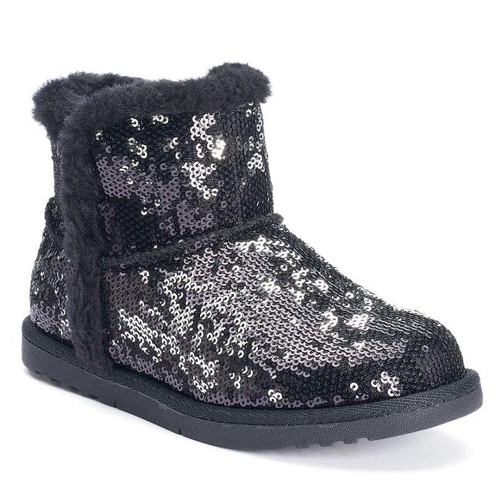 Sonoma Goods For Life&trade; Girls' Sequin Ankle Boots, Girl's, Size: 2, Black