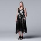 Plus Size Simply Vera Vera Wang Printed Handkerchief Tank Dress, Women's, Size: 1xl, Black