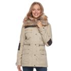 Women's Apt. 9&reg; Faux Fur Faux-leather Accent Parka, Size: Small, Lt Beige
